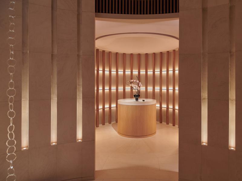 The spa features Japanese-inspired decor