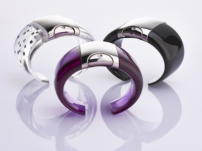 Crafted out of DuPont’s resin Surlyn, Armida bracelets double as perfume dispensers.