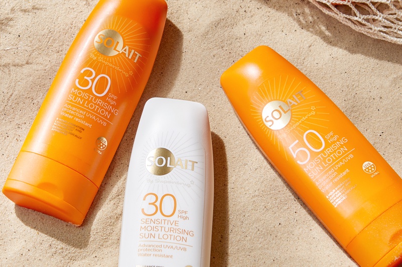 Superdrug's own-brand sun lotion range Solait
